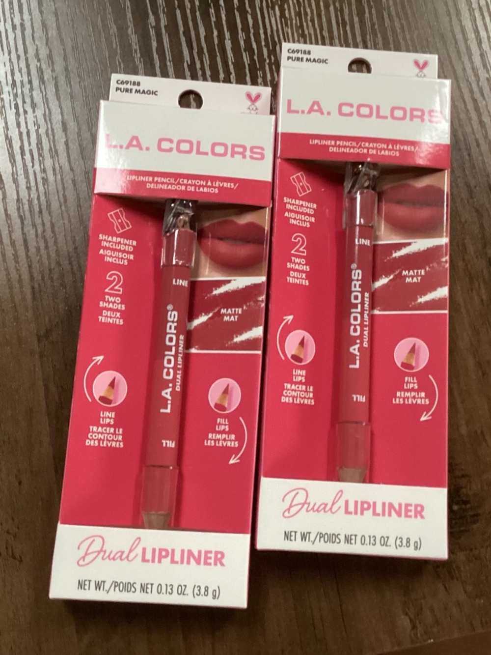 L.A. COLORS Dual Lip Liner Pencil - Pure Magic Bundle 2-pack New